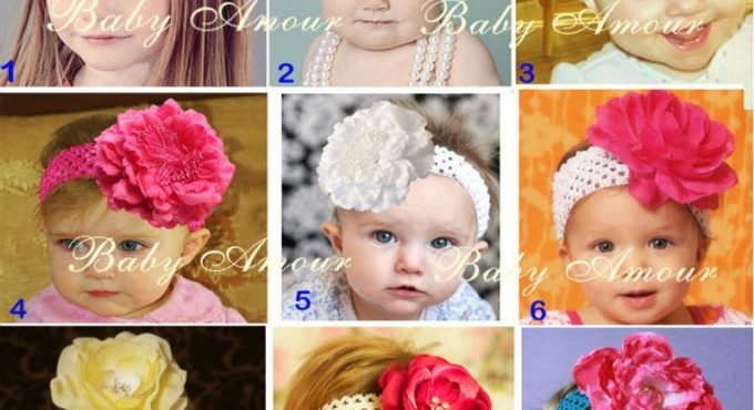 Hooyi Kids Hair Ribbon Baby Girl Hairband Newborn Headwear Children Tiaras Bandanas Hairs Combs Elastic Hair Bands Flower