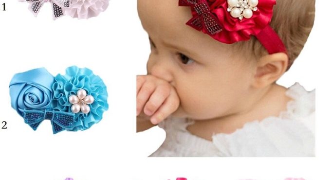 2017 Flower New Baby Girl Hairband Newborn Headwear Children Tiaras Bandanas Princess Kids Hairs Combs Elastic Hair Bands