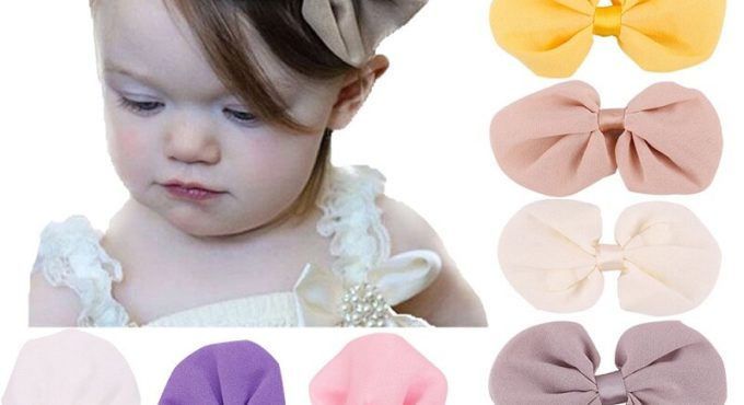 Hooyi Butterfly Knot Baby Girls Hairbands Kids Hair Clip Solid Pure Color Headband Children Hair Bands Headwear H18