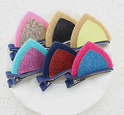 Kid Baby Gril Child Lolita Sequins Cat Ear barrettes Hair Clips Barrette Hairpin