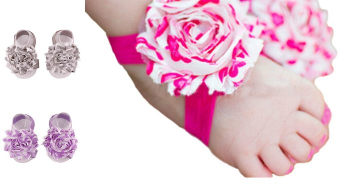 Hooyi Baby Girls Foot Flower 0-5Years Newborn Floral Foot Accessories Socks Chiffon Barefoot Top Quality Boy Slipper F1