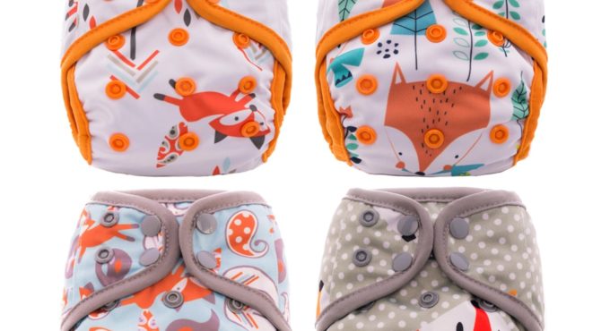 4Pcs Happy Flute Newborn Baby Diaper NB M OS Pocket Cloth Diapers Bamboo Charcoal Lining Waterproof PUL Outer