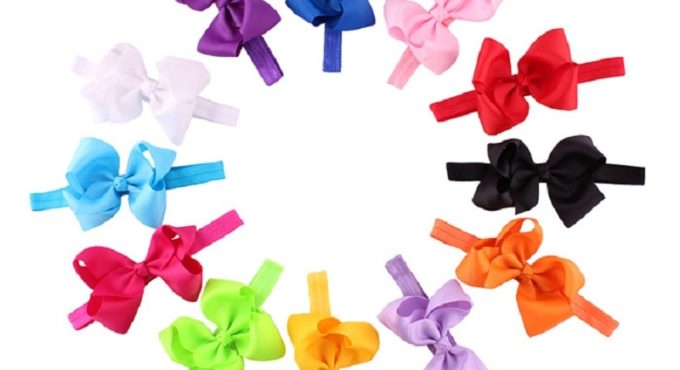 2017 Bowties Baby Girl Hairband Newborn Headwear Children Hair Accessories Kids Hairs Clips Pure Color Bandeau Taenia 300pcs/lot