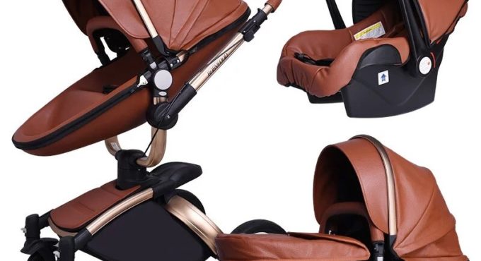 3 in 1 baby stroller high quality newborn baby strollers 2 in 1 leather stroller 360 degree baby pram foldable kid carriage