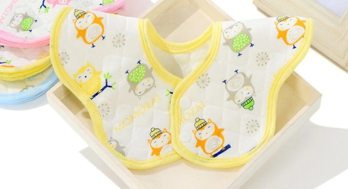 10PCS 25*25CM Cartoon Owl Solid Newborn Baby Bibs Waterproof Adjustable 100% Cotton Feeding Baby Saliva Towel For 0-24 Months