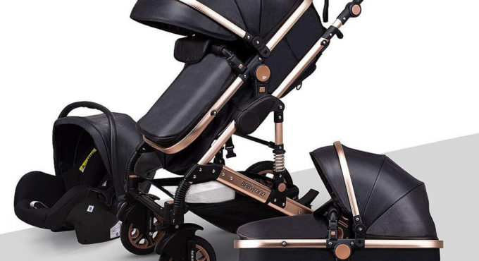 Babyfond Luxury 3 in 1 Baby Stroller High Landscape Stroller Portable Gold Baby Pushchair With Baby Comfort For Newborn Carriage