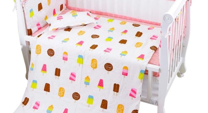 7pcs Full Cotton Bedclothes for Crib Multi Colors Baby Bedding Set Include Air Mesh Breathable Bumpers Pillow Quilt Bed Sheet