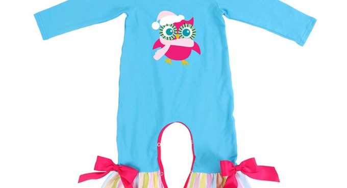 Kaiya Angel Hot Baby Jumpsuit Bulk Long Sleeve Romper Newborn Infant Clothing Girl Boy Blue Owl Bow Winter clothes