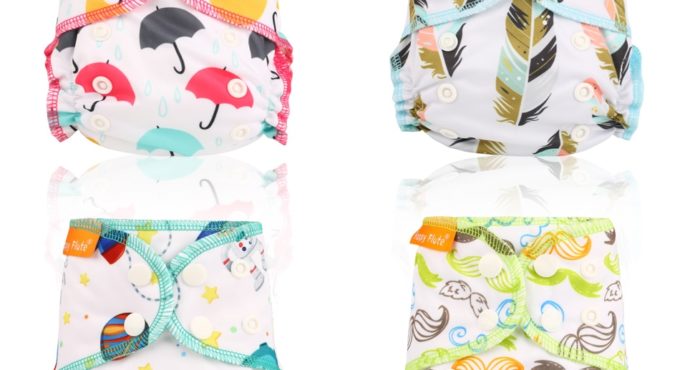 Happy flute Waterproof and Reusable Organic Cotton Newborn AIO Cloth Diapers Nappy