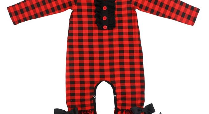 Kaiya Angel Baby Rompers Newborn Baby Jumpsuit 2017 Full Sleeve Fall Christmas Costume 0-24M Factory wholesale Red Black Lattice