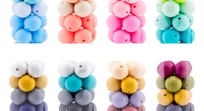 Bopoobo 12mm Silicone Beads 9mm 30pc Beads Food Grade Baby Teething Beads DIY Nursing Bracelet Silicone Tiny Rod Baby Teether