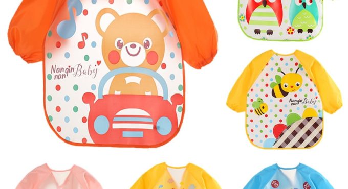 Cute Baby Bibs Waterproof Long Sleeve Apron Children Feeding Smock Bib Burp Clothes Soft Eat Toddler Baberos Bavoir Clothing