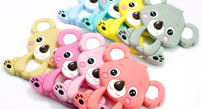 Sutoyuen Baby Silicone Cute Koala Teether 50pcs Food Grade Pram Toy Teething Accessories Handmade DIY Nursing Necklace Pendants