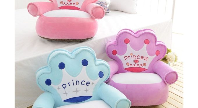 Only Cover No Filling Baby Bean Bag Cartoon Crown Seat Sofa Baby Chair Toddler Nest Puff Seat Bean Bag Plush Children Seat Cover