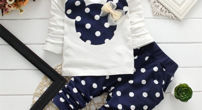 2021 New Kids Clothes Girl Baby Long Rabbit Sleeve Cotton Minnie Casual Suits Baby Clothing Retail Children Suits Free Shipping