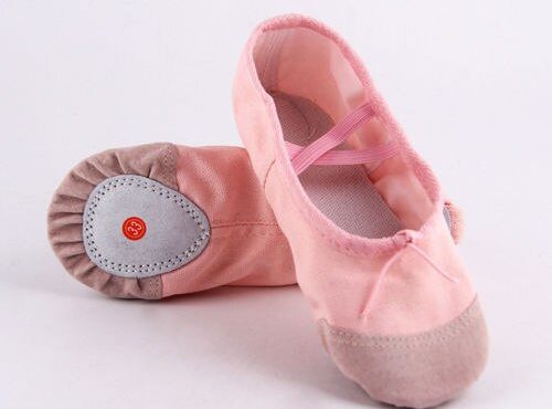 Pink Leather Ballet Dance Slippers Gym Shoes Childs Boys Girls Sizes Full Sole