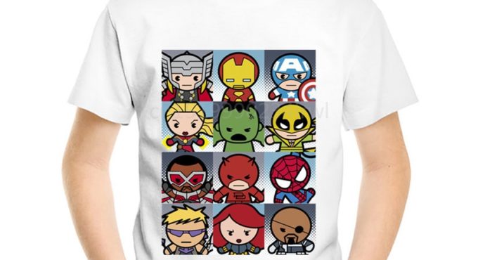 Children Cartoon Print Cute Superhero Grid Funny T-shirts Kids Summer Tees Boys/Girls Tops Baby Clothes,oHKP2007