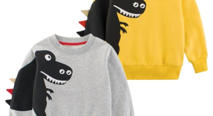 Boys 2021 Top Long Sleeve Clothes Children Boy Girl Clothing Print Cartoon Child Dinosaur Fashion Sweatshirt Spring And Autumn