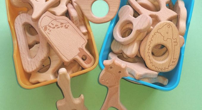 600pcs Kids Baby Wooden Teether Teething Toy DIY Organic Eco-friendly Nature Baby Grasping Sensory Chewing Wood Accessories