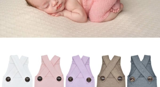 Hot Sale Newborn Photography Prop Button Overalls Pants Baby Photo Shoot Romper Outfit MAY4-A