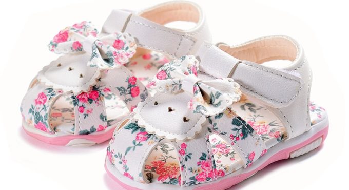 2021 New Summer Children Shoes Leather Toddler Girls Sandals Flower Princess Shoes Soft Baby Sandals Size 15-25