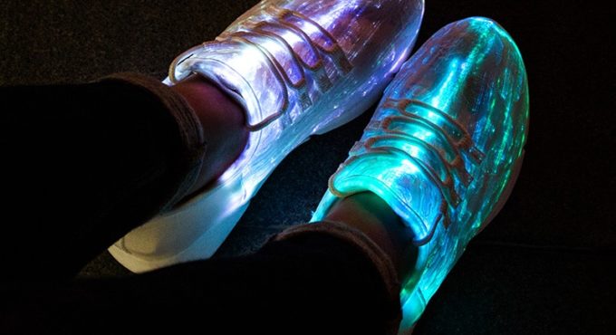 UncleJerry Size 25-47 New Summer Led Fiber Optic Shoes for girls boys men women USB Recharge glowing Sneakers Man light up shoes