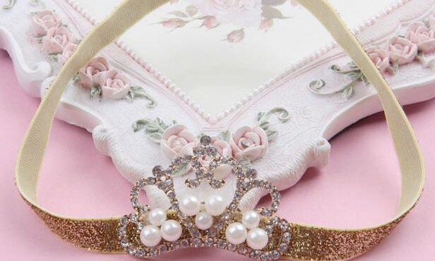 YH404 Hair Accessories Crystal Crown Children's Hair Band Baby Girl's Headwear Princess Newborn Crystal Pearl Crown Hairban