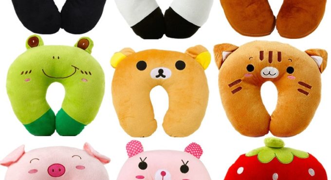 9 Colors Soft U-Shaped Plush Sleep Neck Protection Pillow Office Cushion Cute Lovely Travel Pillows For Children/Adults