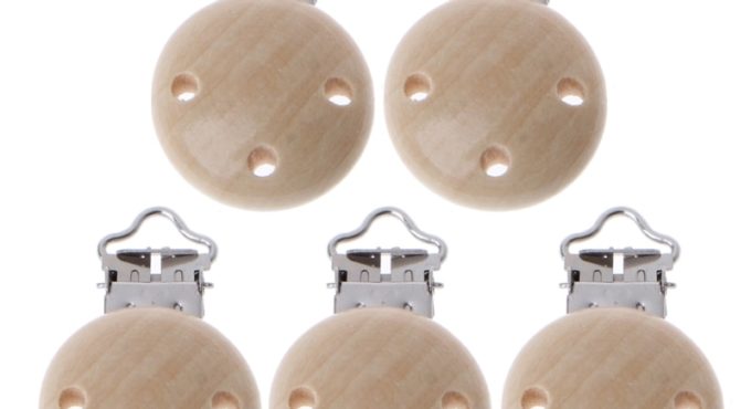 5Pcs Metal Wooden Baby Pacifier Clips Infant Soother Clasps Holders Accessories