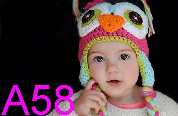 80pcs/lot baby Crochet owl Hat , Cartoon baby Hat , baby Accessories , Crochet Animal Hat 100% cotton Perfect Christmas Gift