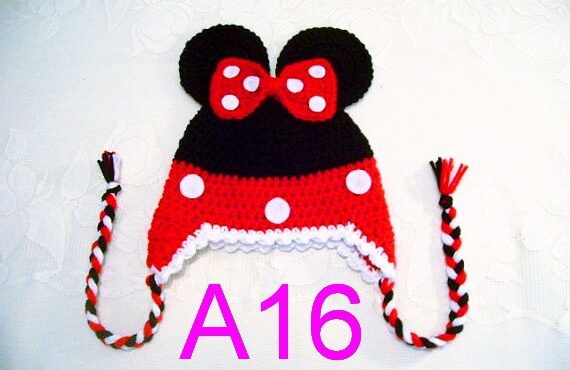 free shipping, 80pcs/lot Baby Toddler black and red 3D cartoon Animal Crochet Beanie Hat Cap,children's 100% handmade hat