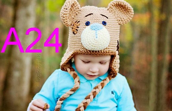 free shipping, 20pcs/lot Baby Toddler teddy bear cartoon Animal Crochet Beanie Hat Caps children's 100% handmade beanie hats