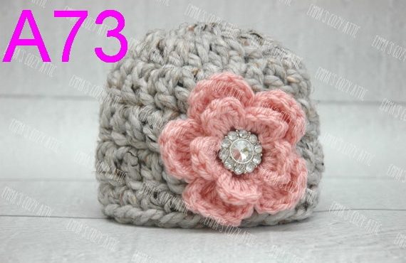 Newborn Girl Hat , Knit Baby Flower Beanie , Knit Baby Hat , Baby Girl Hat, Flower Baby Hat, Baby Flower Hat, Newborn Photo Prop