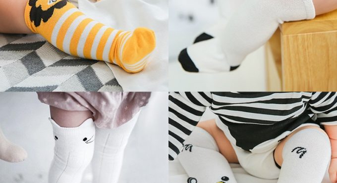 Cartoon Girls Knee High Socks Cotton Striped Socks With Print Children's Things for Boys School Stuff Children's Socks