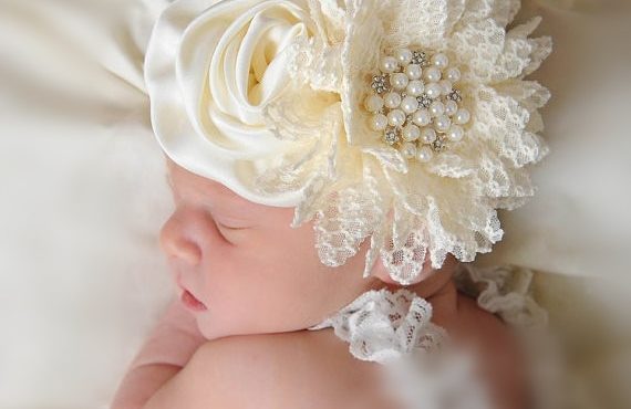 Baby girls Flower Headband Newborn Infant Pearl Flowers With Lace wide Headbands Bebes Hair accessories Phoro props Kids Turban