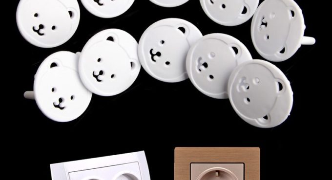 10pcs Bear EU Power Socket Electrical Outlet Baby Kids Child Safety Guard Protection Anti Electric Shock Plugs Protector Cover