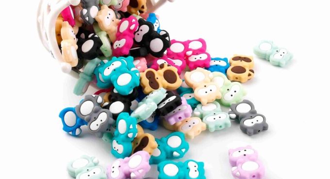 Let's Make Whoesale 300pcs Silicone Raccoon Beads Cartoon Baby Toys DIY Accessories Nursing Material Silicone Baby Teethers