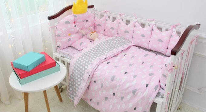 Baby Cot Organizer Baby Cradle Bed Bumper Bedding Set Boys Girls Infant Crib Bedding Set Cotton Pillow Duvet Cover Sheet 9pcs