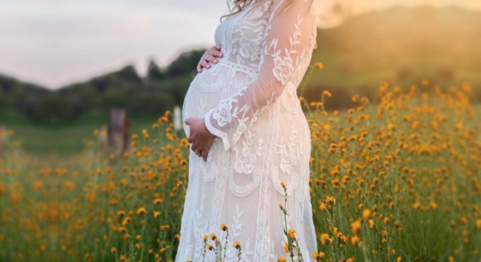 Baby Shower Maternity Photography Props Lace Dress Maxi Dress Elegant Pregnancy Photo Shoot Women Maternity Plus Size Dress