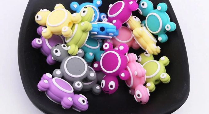 Let's Make 500PC Silicone Tortoise DIY Crafts Accessories Beads Chewable Toys Gifts Made Teething Nursing Necklace Baby Teether