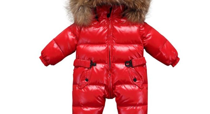 Newborn Baby Winter Coat Outerwear Fashion Hooded Parkas 90% White Duck Down Jumpsuit Large Fur Rompers Infant Clothing Snowsuit