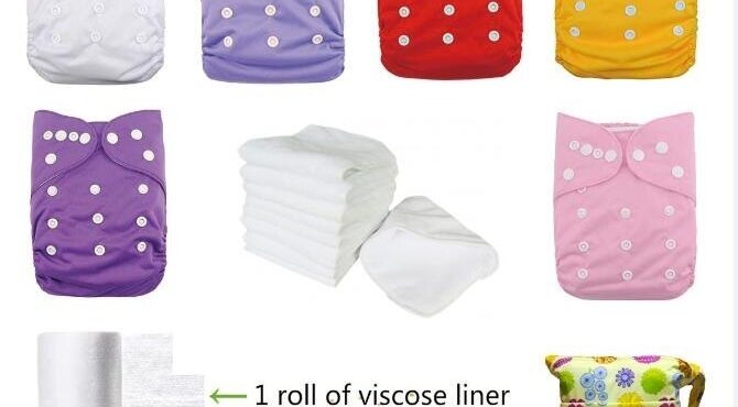 6 PCS Baby Girl One Size Washable Waterproof Snaps Adjustable Cloth Diaper Nappy With Inserts