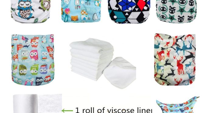 6 PCS Washable Waterproof Snaps Adjustable Baby Cloth Diaper Nappy With Inserts