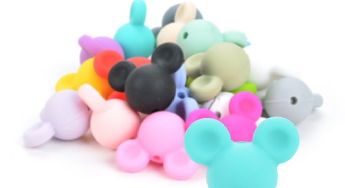 Wholesale 10pcs/lot Mouse Baby Teething Beads Cartoon Silicone Beads For Necklaces BPA Free Teether Toy Accessories Nursing DIY