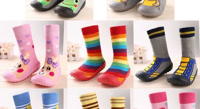 Newborn Baby Boys Girls Socks With Anti-Slip Soft Rubber Soled Outdoor Foot Socks Infant Children Animal Cartoon Floor Booties