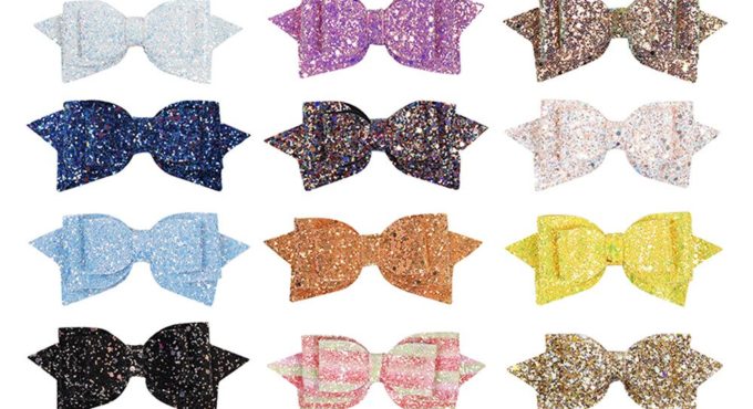 17 Color 5 inch Bowknot Hair Clips Candy Color Sequins Big Bow Cute Children Fashion Hair Accessories Hair Wears