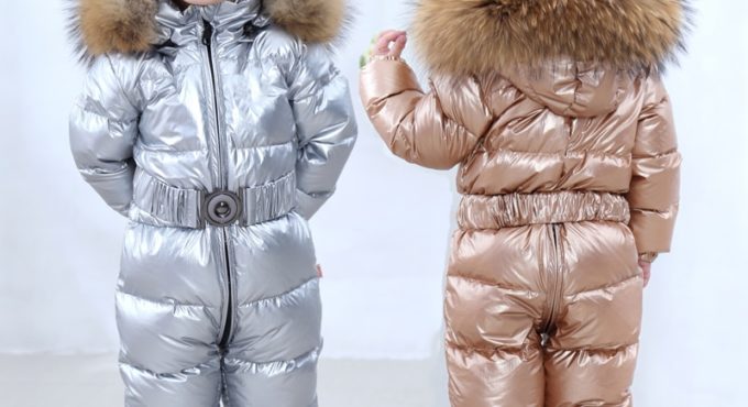 0-6 years Kids Baby Snowsuit Russian Winter Children Clothes Outwear Real Fur Toddler Boys Girls Jumpsuit Romper Thick Down Coat