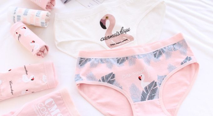 New 4pcs Teenage Flamingos Underpants Young Girl Briefs Comfortable Cotton Panties Kids Underwear B807