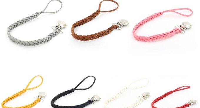 100pcs Leather Pacifier Clips Chain Dummy Clip Pacifier Holder Braided Binky Clip Soother Chain For Infant Baby Feeding