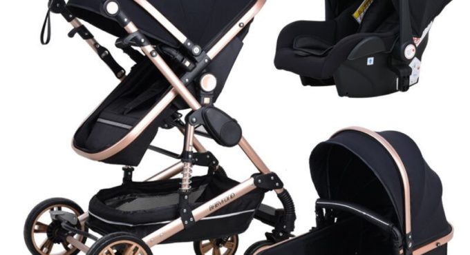 Babyfond Stroller High Landscape Baby Stroller 3 in 1 With Car Seat Folding Baby Carriage for 0-3 Years Two Way Newborn Pram